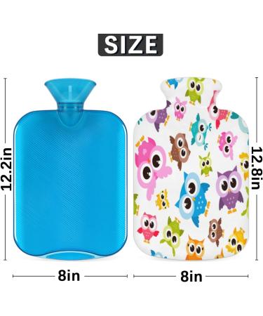 Colorful Owl Hot Water Bottle - Fluffy Cover 2L Capacity | Cozy Pain Relief for Back Neck & Shoulders - Buy Online on GoSupps.com