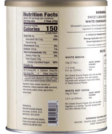 Ghirardelli Sweet Ground White Chocolate Beverage Mix - 50 oz Canister - Buy Online on GoSupps.com
