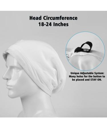 Alaska Bear Silk Lined Sleep Cap | White Hair Bonnet for Curly Hair | Adjustable & Versatile | Unisex - Buy Online on GoSupps.com