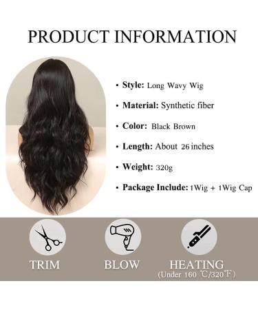 Esmee Long Wavy Black Synthetic Wig - 26 Inches | Heat Resistant for Daily Wear, Parties & Cosplay - Buy Online on GoSupps.com