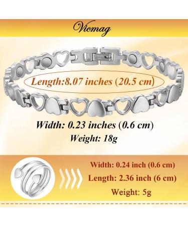 Vicmag Titanium Steel Magnetic Bracelets for Women - 3500 Gauss Heart Design Gift with Distance Tools - Buy Online on GoSupps.com