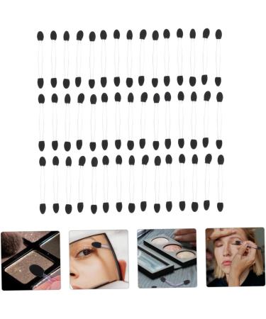Healeved 100pcs Eye Shadow Stick Cosmetic Double Ended Makeup Brush Woman Eyes Rubber Cotton Tool 7.5x0.5cm Black - Buy Online on GoSupps.com