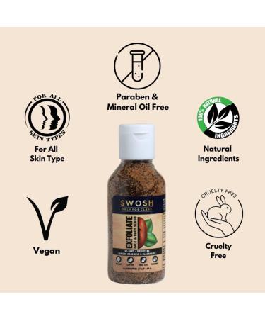 SWOSH Exfoliate Walnut Scrub 75g For Face & Body With Coffee & Coconut For Dead Skin Cells & Tan Removal Blackheads Dirt & Pollution Free Skin - Buy Online on GoSupps.com