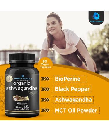 Organic Ultra High Strength Ashwagandha Root 2250mg with MCT Oil & Black Pepper - 90 Vegan Capsules for Stress & Immune Support - Buy Online on GoSupps.com
