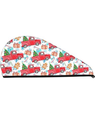 Watercolor Red Truck Microfiber Hair Towel - Soft Super Absorbent Coral Velvet Quick Dry Wrap for All Hair Types - Buy Online on GoSupps.com