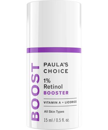 Paula's Choice 1% Retinol BOOSTER Serum - Light-weight Anti Aging Face Treatment - Reduces Fine Lines and Enlarged Pores - Repairs Sun Damage - with Retinol & Oat Extract - All Skin Types - 15 ml