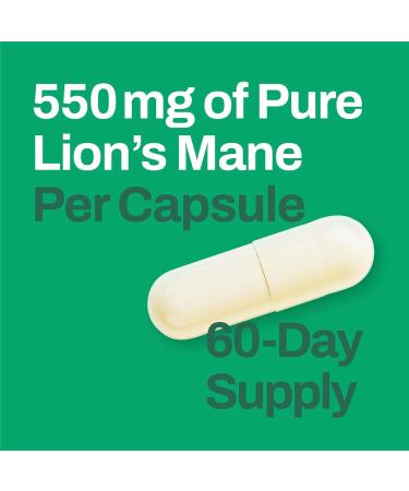 Vitasave Organic Lions Mane Supplement Capsules | 550mg Per Capsule Lions Mane Mushroom Supplement | Source Of Antioxidants & Immune Booster | Cognitive Support Nootropics Brain Supplements - Buy Online on GoSupps.com
