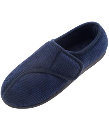 Git-up Diabetic Slippers Shoes for Men Arthritis Edema Adjustable Closure Toe Swollen Feet Slippers Memory Foam Comfy Bedroom House Indoor Outdoor Shoes 13 Blue