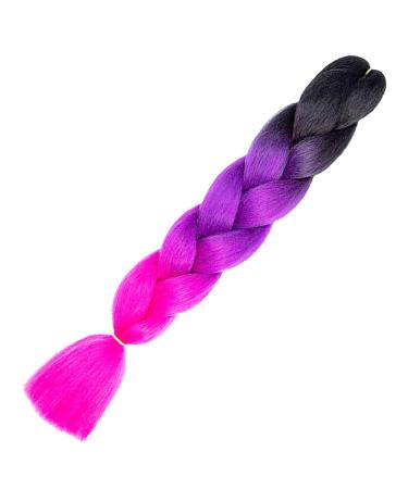 LDMY Jumbo Braiding Hair Extensions - 6PCS Pack 24 Ombre Black Purple Rose Synthetic Kanekalon Hair for Women & Girls - 100g/PC - Buy Online on GoSupps.com