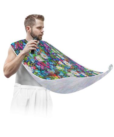 Beard Bib Apron Beard Bib Hair Catcher for Men Shaving and Trimming Non-Stick Waterproof Beard Cape Grooming Cloth Flower Daisy Butterfly