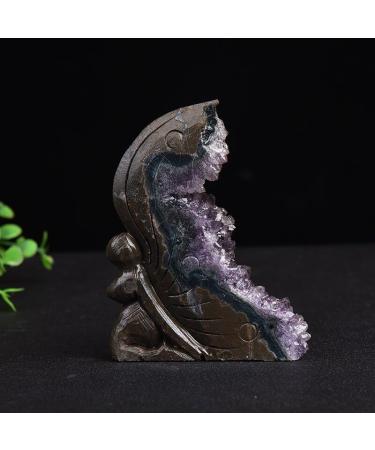 Natural Crystal Rough Natural Raw Amethyst Butterfly Girl Quartz Purple Crystal Cluster Stones Specimen Hand Carved Ornaments for Gifts - (Size: 8-10cm)