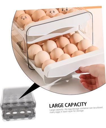 GLEAVI Egg Storage Box Plastic Drawers Beverage Organizer for Fridge Reusable Egg Tray Egg Rack Thicken Grey 21.5x22.5x14cm - Buy Online on GoSupps.com