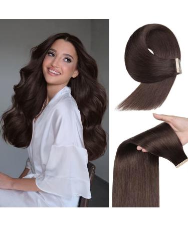 YDDM TAPE in Extensions Real Hair 20Pcs 45cm Dark Brown Invisible Tape Extensions Real Hair Extensions Tape Extensions Real Hair Tap Exerca Ex extensions Skin Weft Hair Extension (18 inch 2#) 2# 18inch (45cm) -20PC