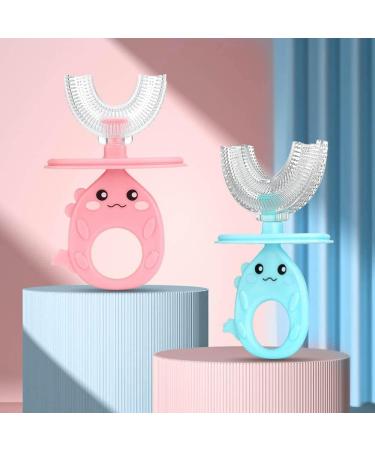 Kids U-Shaped Toothbrush 2-Pack - Soft Silicone Brush Head, Cover, 360 Oral Cleaning - Ages 2-6 - Buy Online on GoSupps.com
