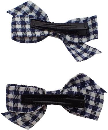 Topkids Accessories 2pc Back to School Hair Bows Set Stylish Girls Clip-In Hair Bow Accessories Hair Clips Colourful School Hair Slide Girls Kids Children (8cm Gingham Check Navy) - Buy Online on GoSupps.com