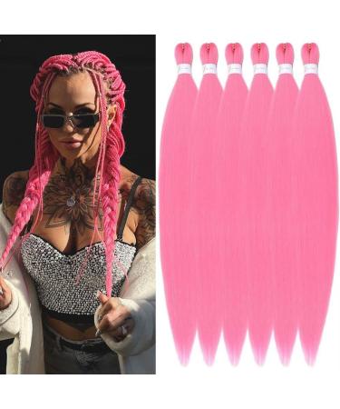 YDDM PRE Stretched Braiding Hair Extensions 20 inch 6packs Extensions Kunsthaar Braids Pink Hair Extension Art Hair For Braids Jumbo Braids Hair (20 inches pink#) 50.8cm-20 inches (6 Pack) Pink#