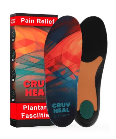 Plantar Fasciitis Insoles - Medium Arch Support Inserts - Shoe Inserts for Men and Women - Boot Insoles for Flat Feet (Orange S) Orange S (Men 6.5-8.5 II Women 7.5-9.5)