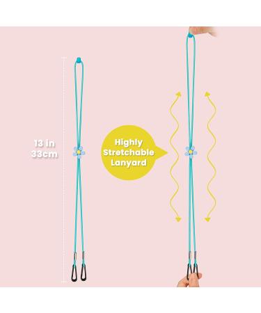 6-Color Pack Nylon Elastic Face Mask Ear Loop Extender Lanyards with Flower Sliding Cord Lock - Adjustable Length, Snap-On Clip Hook, Pressure Relief - Adult and Kid Size - Buy Online on GoSupps.com