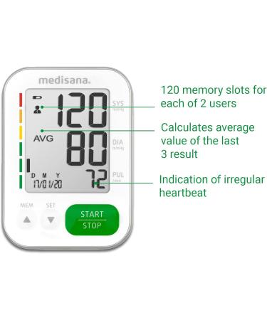 Medisana BU 565 Upper Arm Blood Pressure Monitor - Accurate Measurements Large Display Memory Function & Arrhythmia Detection - Shop Internationally - Buy Online on GoSupps.com