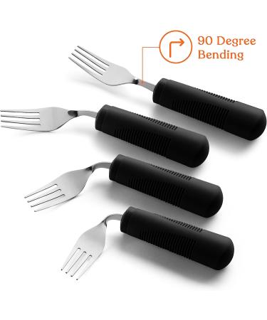 Special Supplies Adaptive Utensils 4-Piece Kitchen Set - Non-Slip Handles for Hand Tremors, Arthritis, Parkinson's - Stainless Steel Knife, Fork, Spoons - Elderly Use - Black Weighted Bendable - Buy Online on GoSupps.com
