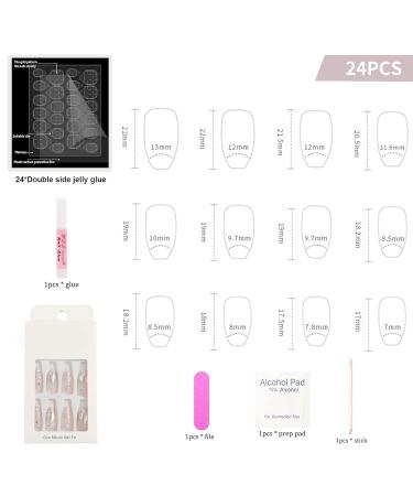 WOOXDYUK Nail Art Set - 24 Medium French Tip Press-On Nails with Jelly Glue Nail Rub Alcohol Pack & Remover | Perfect for Stunning Nail Designs - Buy Online on GoSupps.com