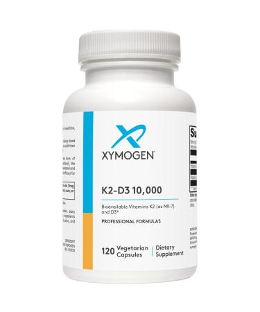 XYMOGEN K2-D3 10000 - Vitamin D3 K2 - Bioavailable Vitamin D 10,000 IU (Cholecalciferol) with MK-7 - Heart, Arterial, Bone Health + Immune Support Supplement (120 Capsules)