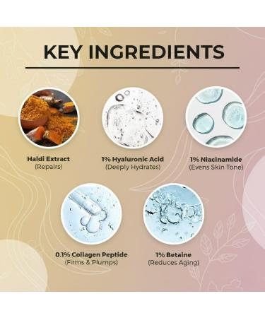 Haldi & Hyaluronic Acid Face Serum For Intense Hydration Plump & Bouncy Skin | For Normal Dry & Oily Skin | For Women & Men | 30 mL | 1.01 Fl Oz - Buy Online on GoSupps.com
