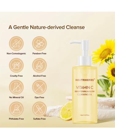 Neutriherbs Makeup Remover Oil Cleanser - Vitamin C Formula for Waterproof Makeup & Sunscreen - All Skin Types - 3.71 Fl.Oz - Buy Online on GoSupps.com