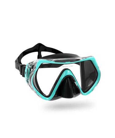 WACOOL Adults Teens Youth Kids Snorkeling Diving Scuba Swim Swimming Mask Anti-Fog Coated Glass Diving Anti-Splash Malachite Green