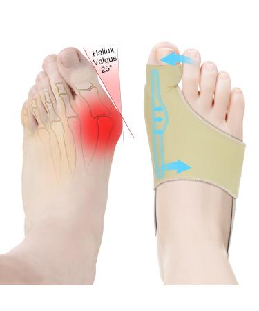 KTSAY Upgraded Bunion Corrector for Women & Men 2 Pcs  Non-Surgical Bunion Socks Toe Corrector Comfortable & Breathable for Day/Night Support  Hallux Valgus Pain Relief Non-Slip Big Toe Straightener (Beige)