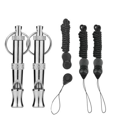 Hongecb Professional dog whistles 2 pieces of stainless steel high frequency pipe adjustable pitch with frequency lock effective dog training basic commands and barking stop 3 lanyard