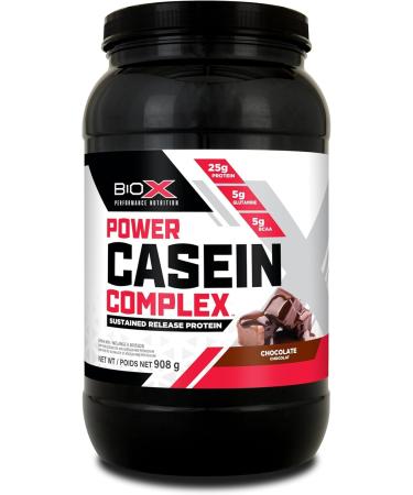 BioX Power Casein Complex | Ultra Sustained Slow Release Micellar Protein Complex | 25g Protein 5g Glutamine 5g BCAAs | Slow Digesting Whey Protein | 26 Servings 2LB (Chocolate) Chocolate 26 Servings (Pack of 1)