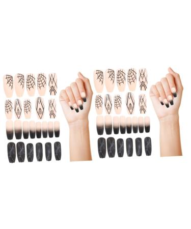 FRCOLOR 2 Sets Halloween Fake Nails Pride Press on Nails Halloween False Nails Halloween Rhinestone Fake Nails Halloween Fakes Nails Nail Art Supplies Coffin Acrylic Abs Woman Wedding