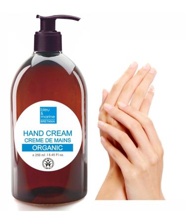 blue & navy Bretania - Organic Hand Cream 250 ml | Intense Hydration | Nourishing and Repairing | Enriched with Vegetable Oils and Vitamins Size: 250 ml Pack of 1