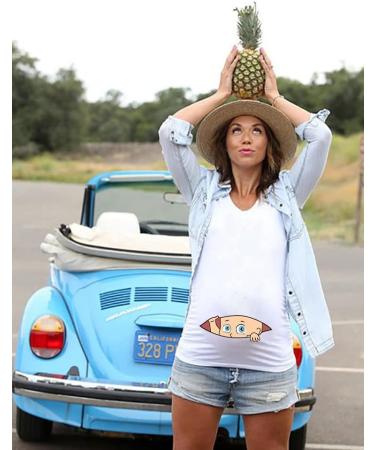 Maternity Funny Pregnancy Tee - Twin Grey L, Short Sleeve Cute Baby Pregnant Women T-Shirt - Buy Online on GoSupps.com