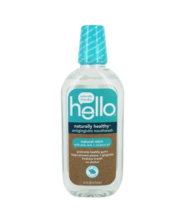 Hello Naturally Healthy Antigingivitis Mouthwash with Aloe Vera & Coconut Oil - Natural Mint 16 fl oz - Buy Online on GoSupps.com