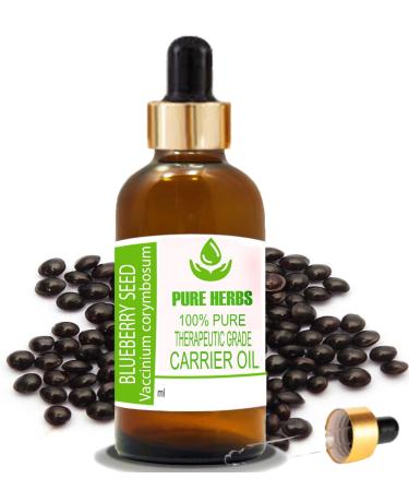 Pure Herbs Blueberry Seed Oil (Vaccinium corymbosum) Pure and Natural Therapeutic Grade Carrier Oils with Drops