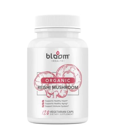 Bloom Health Reishi Mushroom Capsules Organic Ganoderma Lucidum for Immune Support Cardio Health and Energy  Gluten Free Non-GMO Vegan-Friendly 1000mg Reishi Mushroom Extract (120 Capsules)