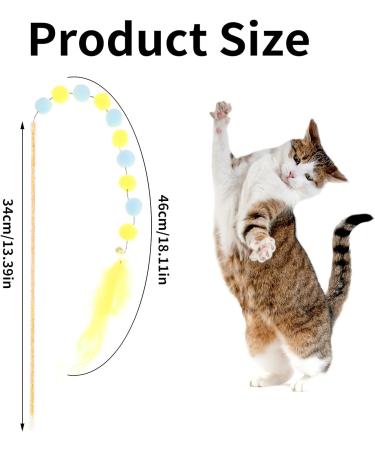 Fanshiontide 3 Packs Cat Wand Interactive Cay Toy Cat Feather Toys with Plush Balls and Bells Cat Teaser Wand for Indoor Cat Kitten Hunting Exercising Eliminating - Buy Online on GoSupps.com