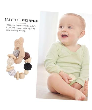 KOMBIUDA Silicone & Wooden Baby Teether Maracas | Musical Instruments & Teething Toy for Babies 0-6 Months - Buy Online on GoSupps.com