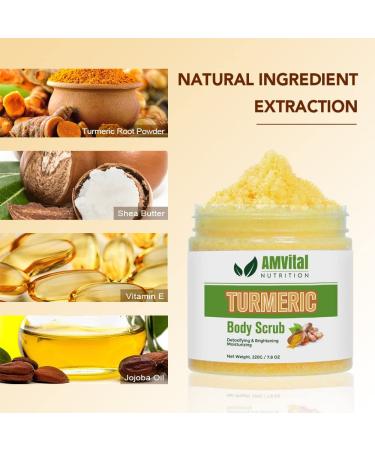 AMVital Turmeric Body Scrub - Handmade Natural Skincare for Women | Face and Body Exfoliator - Suitable for All Skin Types - Buy Online on GoSupps.com