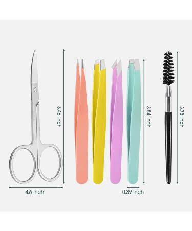 6 Pc Eyebrow Tweezer Set for Women - Professional Slant Tip Tweezers with Curved Scissors for Ingrown Hair - Buy Online on GoSupps.com