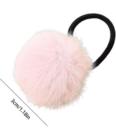 Furry Ball Ponytail Holders Girls' Colorful Pompom Hair Ties - Fashionable Hair Ties for Women And Girls Versatile Ponytail Holders for Dating Parties light pink - Buy Online on GoSupps.com