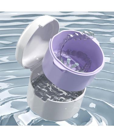 POFET Denture Soaking Bath with Strainer Basket | Travel-Friendly Denture Cleaning Cup for Artificial Teeth (White) - Buy Online on GoSupps.com