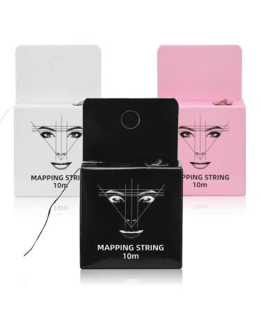 ATOMUS Eyebrow Mapping String 3 Pack Pre-inked 10m(32ft) Microblading String for Brow Marking 3 Colors Black White Pink Measuring String for Eyebrow Makeup - Buy Online on GoSupps.com