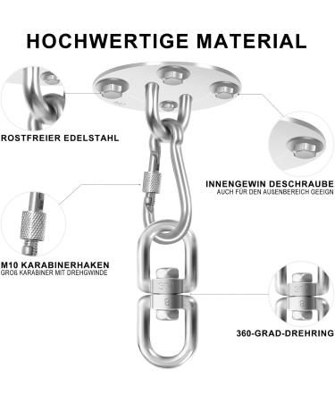 Realbrite Punching Bag Bracket - Stainless Steel Ceiling Hooks for 450kg Bags | Durable & Bomb-Resistant | 2-Piece 180 Ceiling Attachment - Buy Online on GoSupps.com