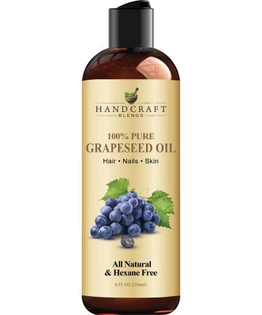 Handcraft Grapeseed Oil - 100% Pure and Natural - Premium Therapeutic Grade Carrier Oil for Aromatherapy Moisturizing Skin and Hair - 236 ml Grapeseed 236.00 ml (Pack of 1)