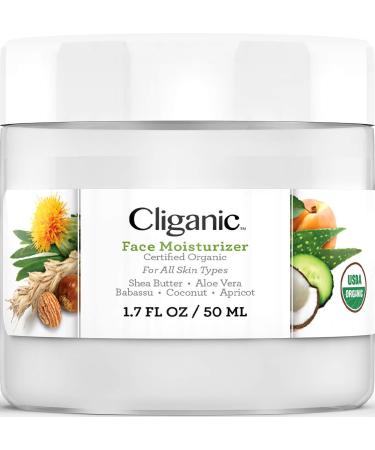 Cliganic Organic Face Moisturizer for Men & Women 1.7oz 50ml | for Normal Dry & Oily Skin