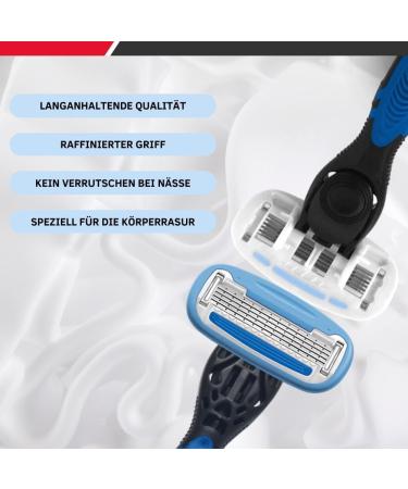 Mornin Glory Body Wet Shaving Starter Kit | 4 Razor Blades & Ergonomic Handle | Aloe Vera & Suction Cup Holder for Optimal Shaving Experience - Buy Online on GoSupps.com